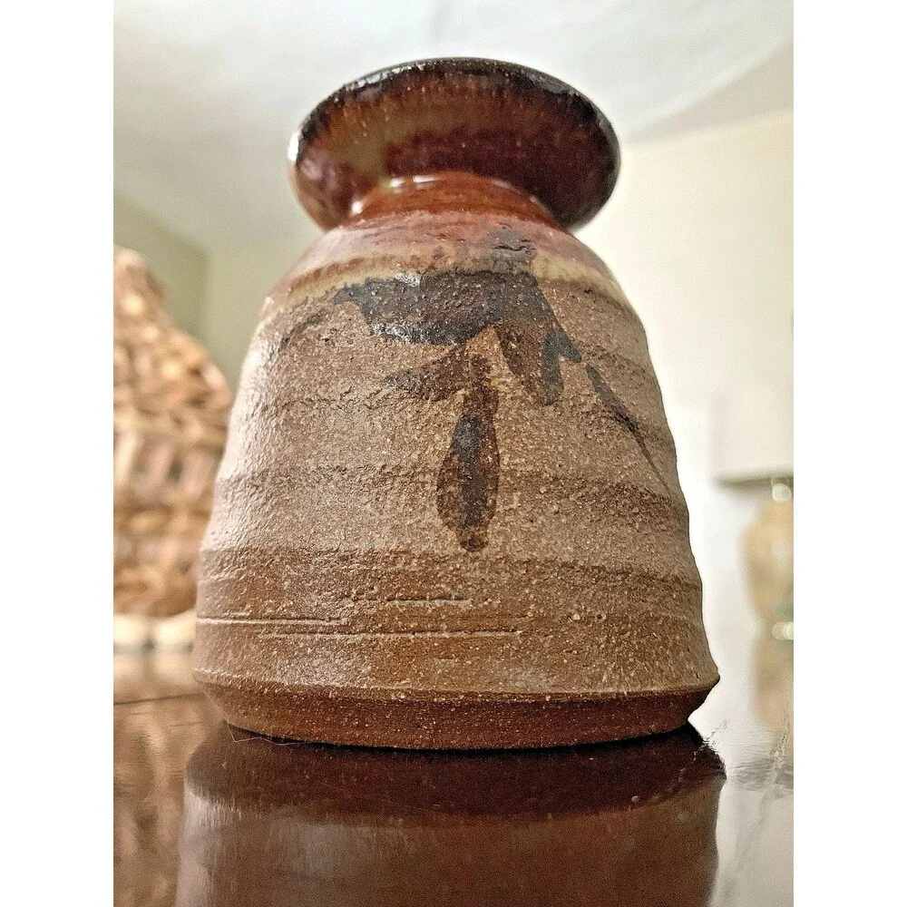 JIM RENO STUDIO ART POTTERY VASE SIGNED BRUTALIST WABI SABI STONEWARE EARTHCORE